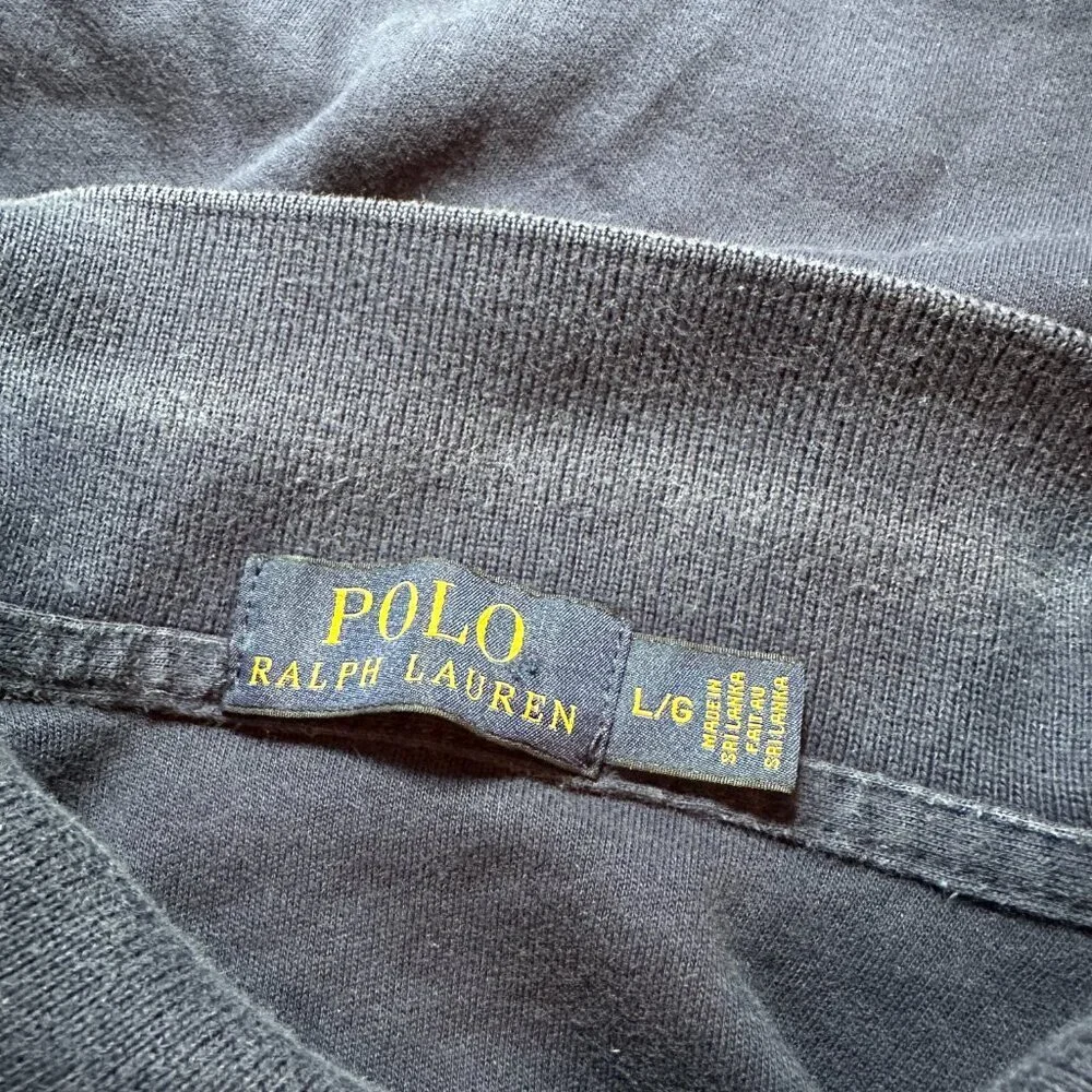 Polo Ralph Lauren Polo Shirt Mens Large Blue Short Sleeve Red Logo Split Hem